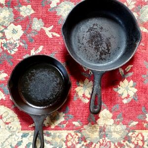 Set of cast iron skillets